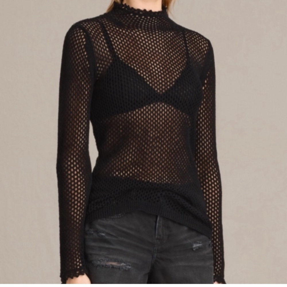 All Saints mesh knit top